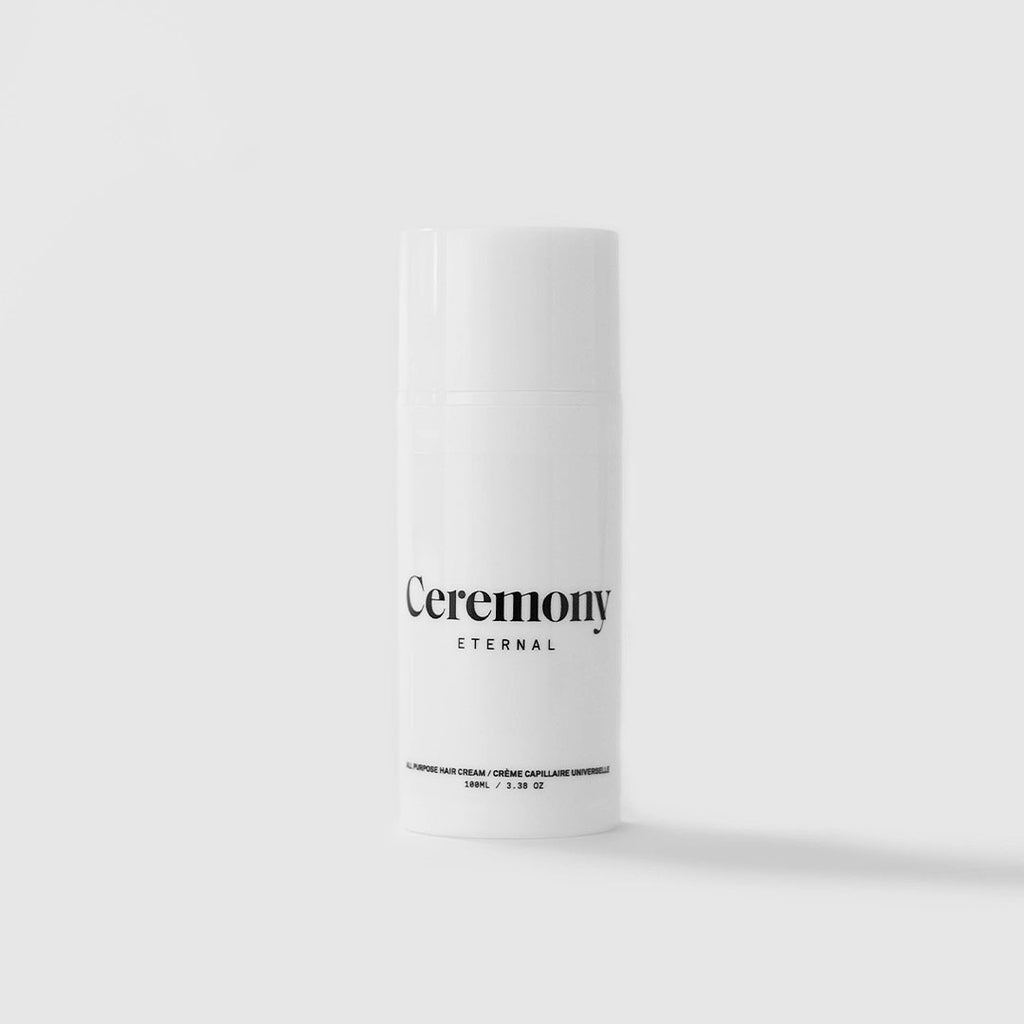 White 100 ml Pump Bottle of Ceremony Eternal All Purpose Leave-in Hair Cream