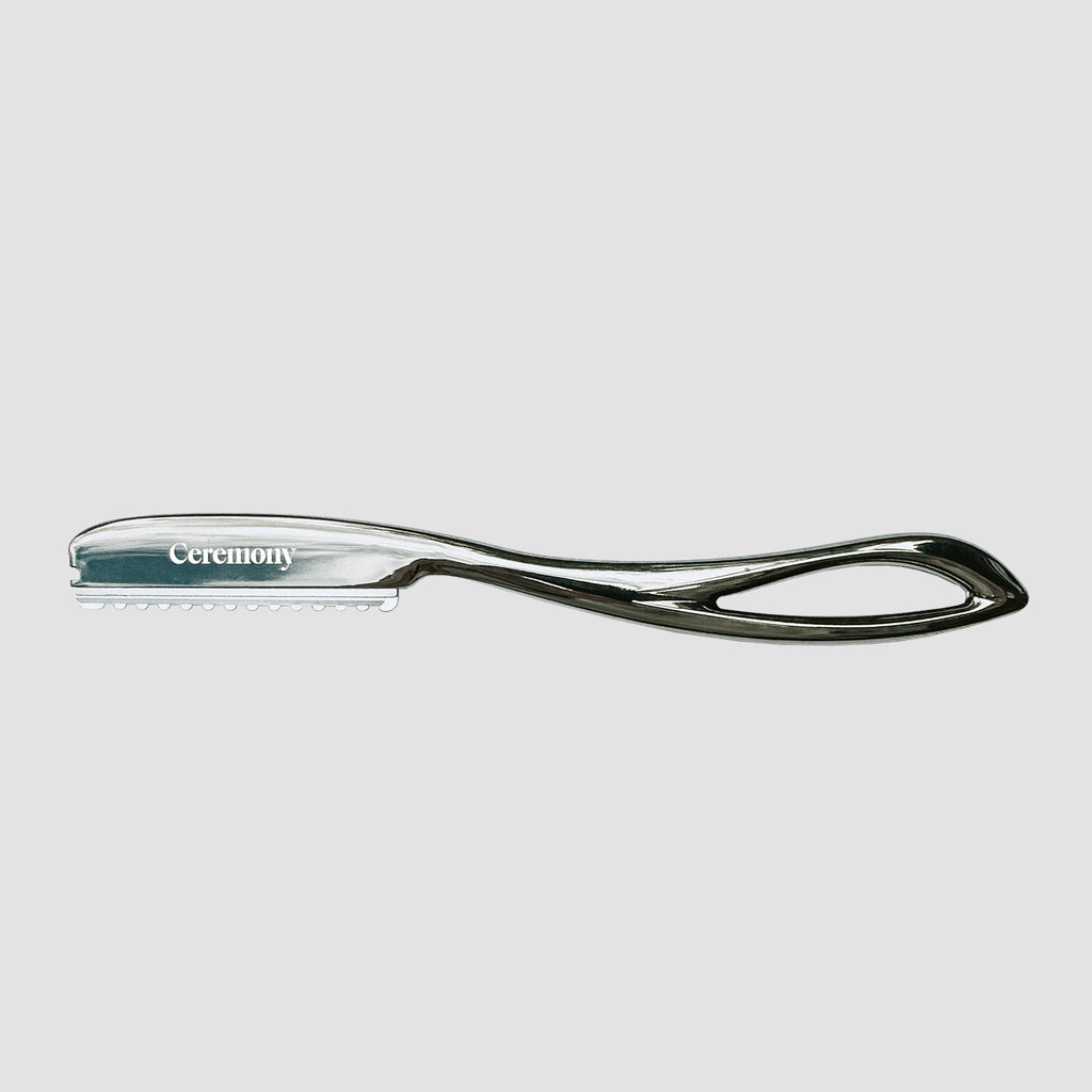 Gunmetal Feather styling razor by Ceremony, zinc alloy handle and blade holder, precision hair cutting tool for barbers and stylists