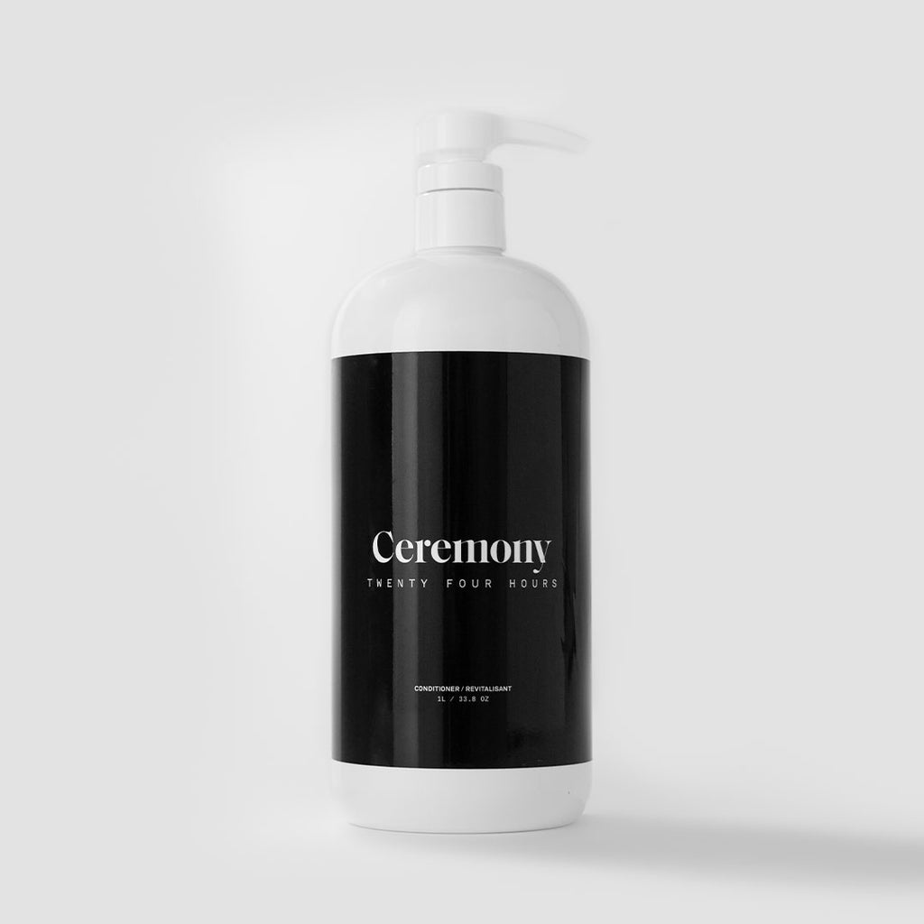 White 1 Litre pump bottle of Ceremony Twenty Four Hours Conditioner
